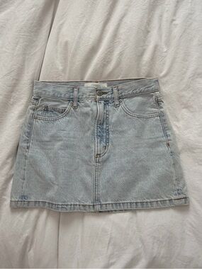Denim Forum Pale Blue Washed Denim Mini Skirt